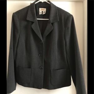 Talbots Petites 16 Grey Wool Blazer Jacket